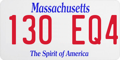 MA license plate 130EQ4