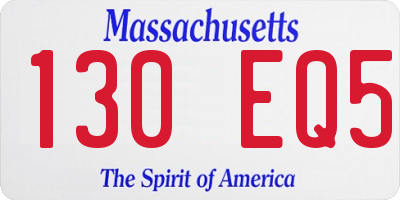 MA license plate 130EQ5