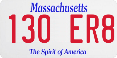 MA license plate 130ER8