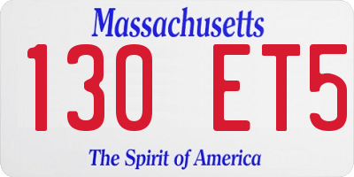 MA license plate 130ET5