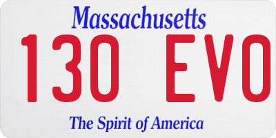 MA license plate 130EV0