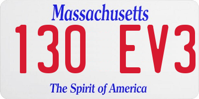 MA license plate 130EV3