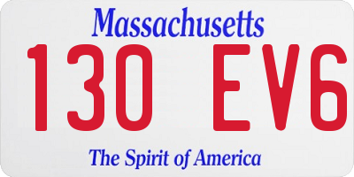 MA license plate 130EV6