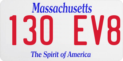 MA license plate 130EV8