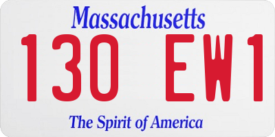 MA license plate 130EW1