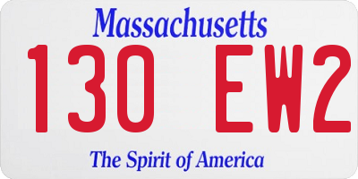 MA license plate 130EW2