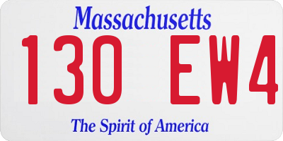 MA license plate 130EW4