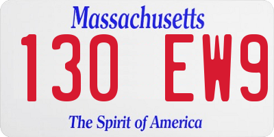 MA license plate 130EW9