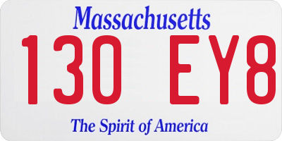 MA license plate 130EY8