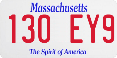 MA license plate 130EY9