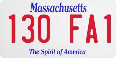 MA license plate 130FA1