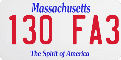 MA license plate 130FA3