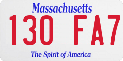 MA license plate 130FA7