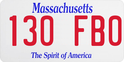MA license plate 130FB0