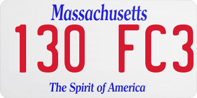 MA license plate 130FC3