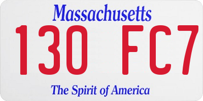 MA license plate 130FC7
