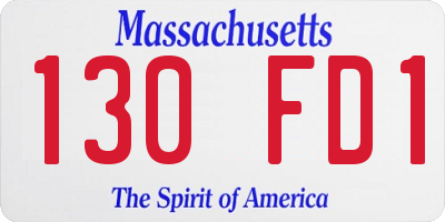 MA license plate 130FD1