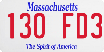 MA license plate 130FD3