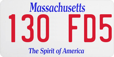 MA license plate 130FD5