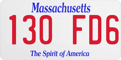 MA license plate 130FD6