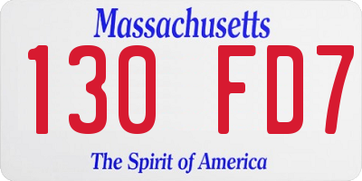MA license plate 130FD7