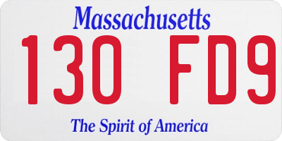 MA license plate 130FD9