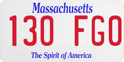 MA license plate 130FG0