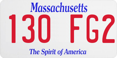 MA license plate 130FG2