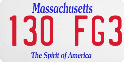 MA license plate 130FG3