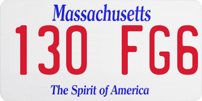MA license plate 130FG6