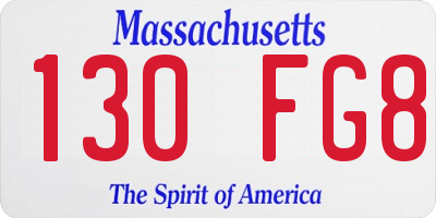MA license plate 130FG8