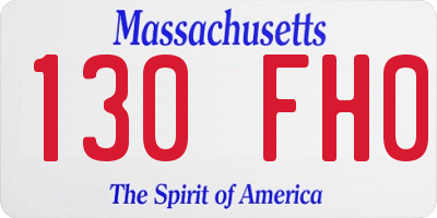 MA license plate 130FH0