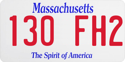MA license plate 130FH2