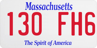 MA license plate 130FH6