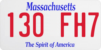 MA license plate 130FH7