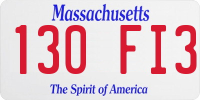 MA license plate 130FI3