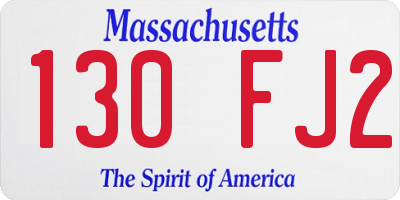 MA license plate 130FJ2
