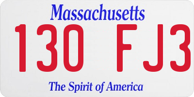 MA license plate 130FJ3