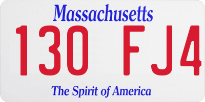 MA license plate 130FJ4