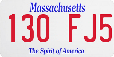 MA license plate 130FJ5
