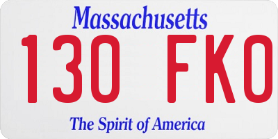 MA license plate 130FK0