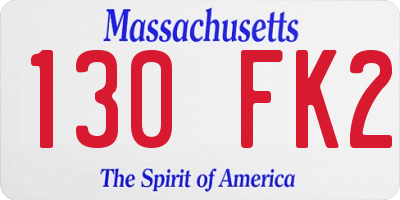 MA license plate 130FK2