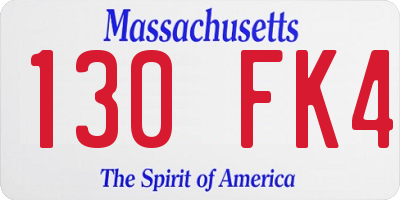 MA license plate 130FK4