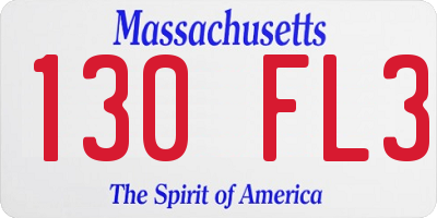 MA license plate 130FL3