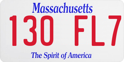MA license plate 130FL7