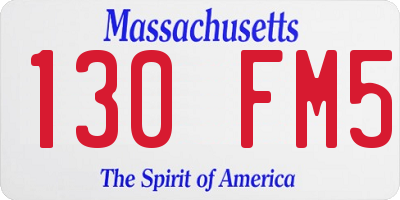 MA license plate 130FM5