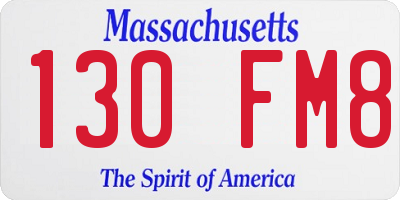 MA license plate 130FM8