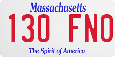 MA license plate 130FN0