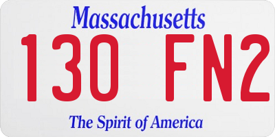 MA license plate 130FN2