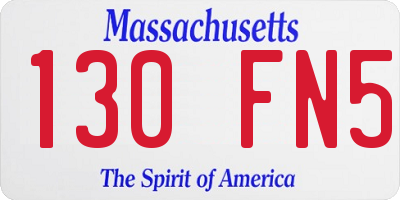 MA license plate 130FN5